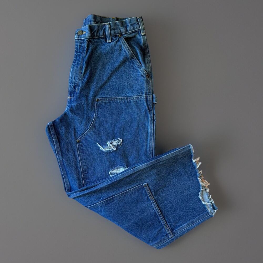Vintage Carhartt Double Knee Pants 36 Blue Denim Workwear Carpenters Distressed